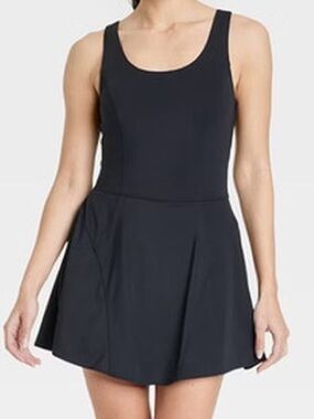JoyLab Women's Knit Lace Up Detail Active Dress - Black Medium